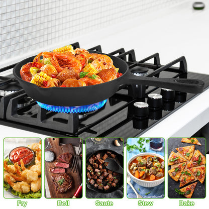 Cast Iron Skillet Set 3-Piece Pre-Seasoned 6 8 &amp; 10 Inch Frying Pans