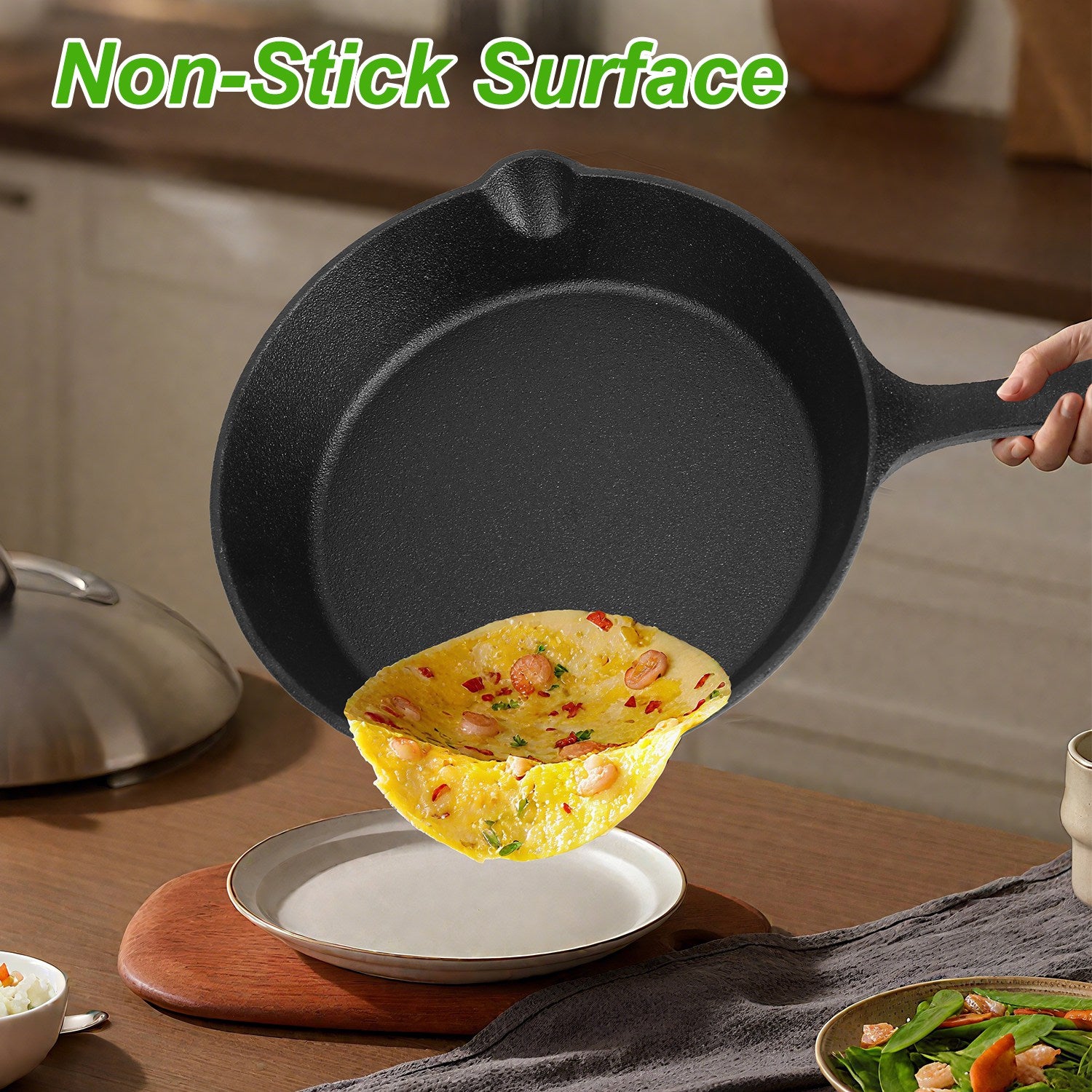 Cast Iron Skillet Set 3-Piece Pre-Seasoned 6 8 &amp; 10 Inch Frying Pans