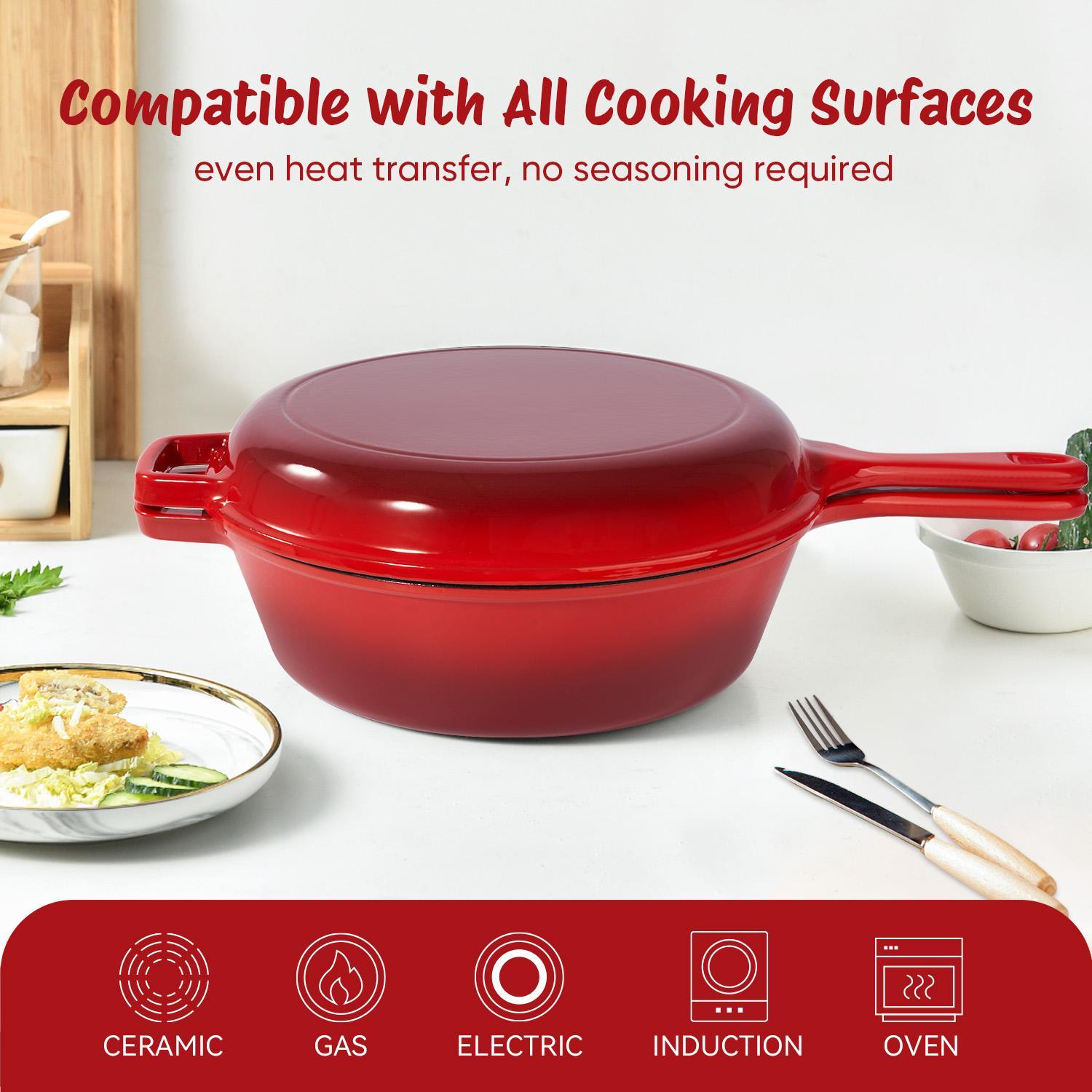 Cast Iron Soup Pot With Lid Durable Cooking Pot for Stews &amp; Soup