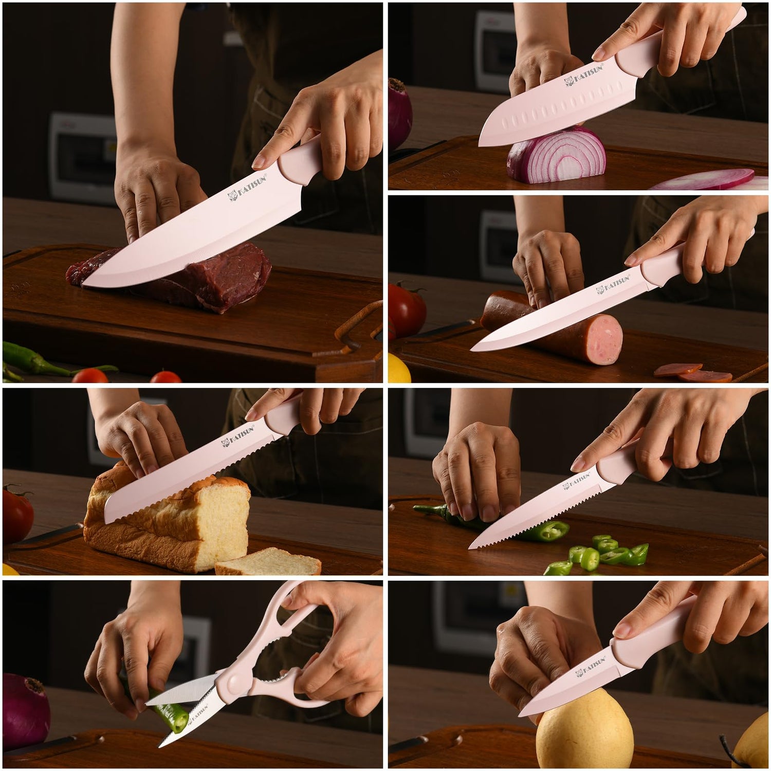 13 Piece Kitchen Knife Set With Guards 