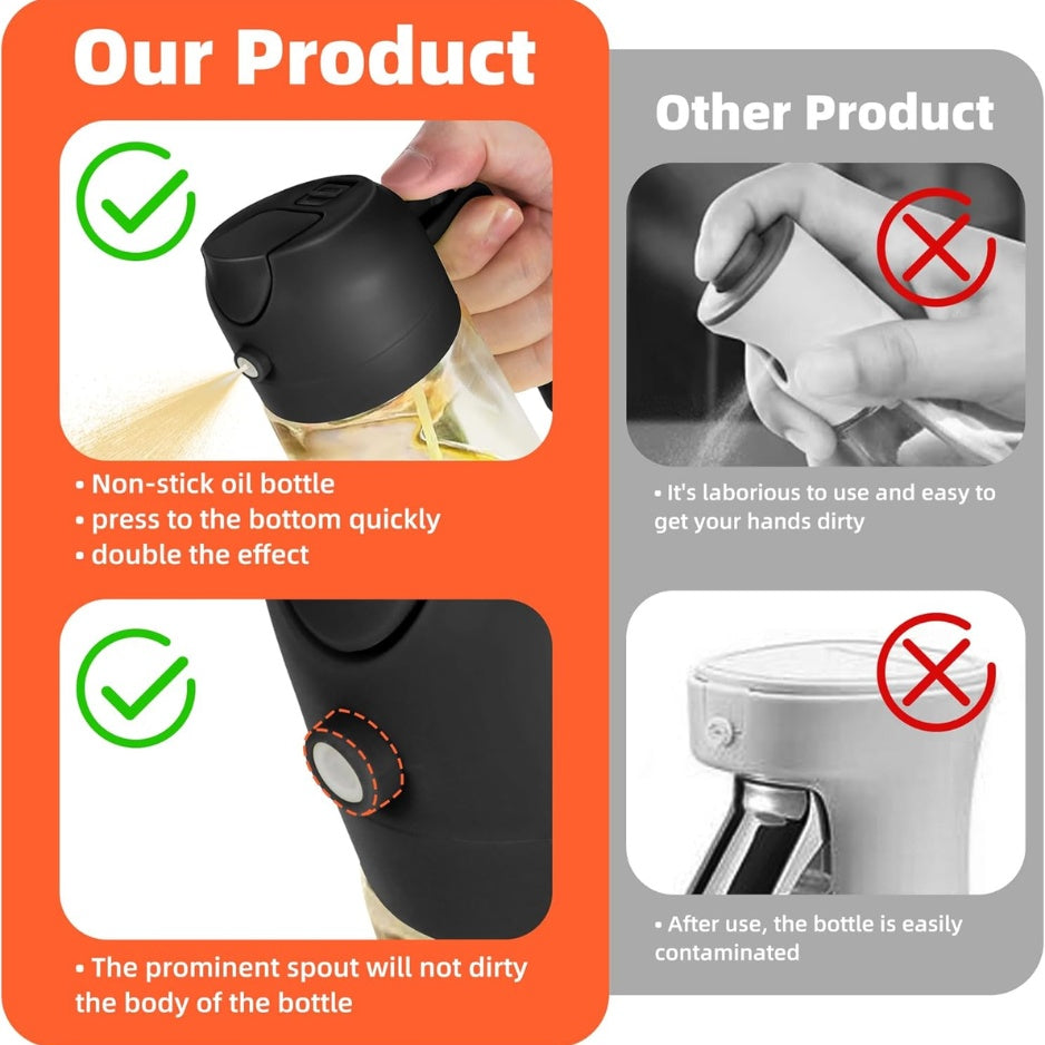 Olive Oil Sprayer 2-in-116oz Glass Cooking Oil Dispenser for Air Fryer