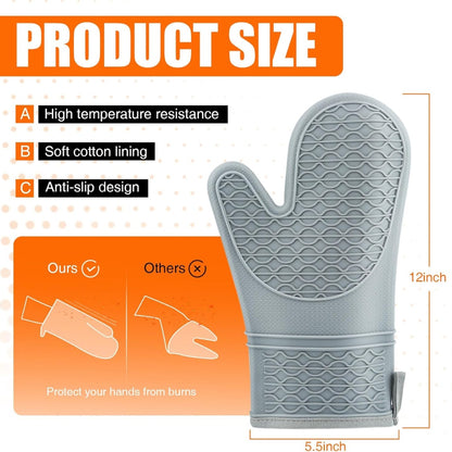 Silicone Oven Mitts 2 Pack Heat Resistant Non-Slip Kitchen Oven Gloves