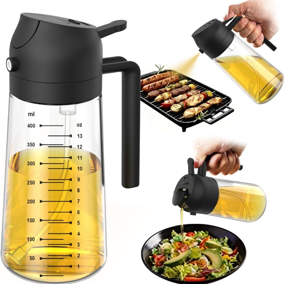Olive Oil Sprayer 2-in-116oz Glass Cooking Oil Dispenser for Air Fryer