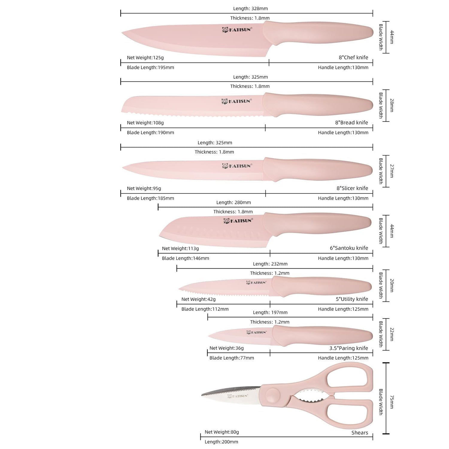 13 Piece Kitchen Knife Set With Guards 