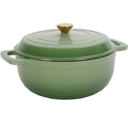 6 QT Enameled Cast Iron Pot Gradient Green Dutch Oven 