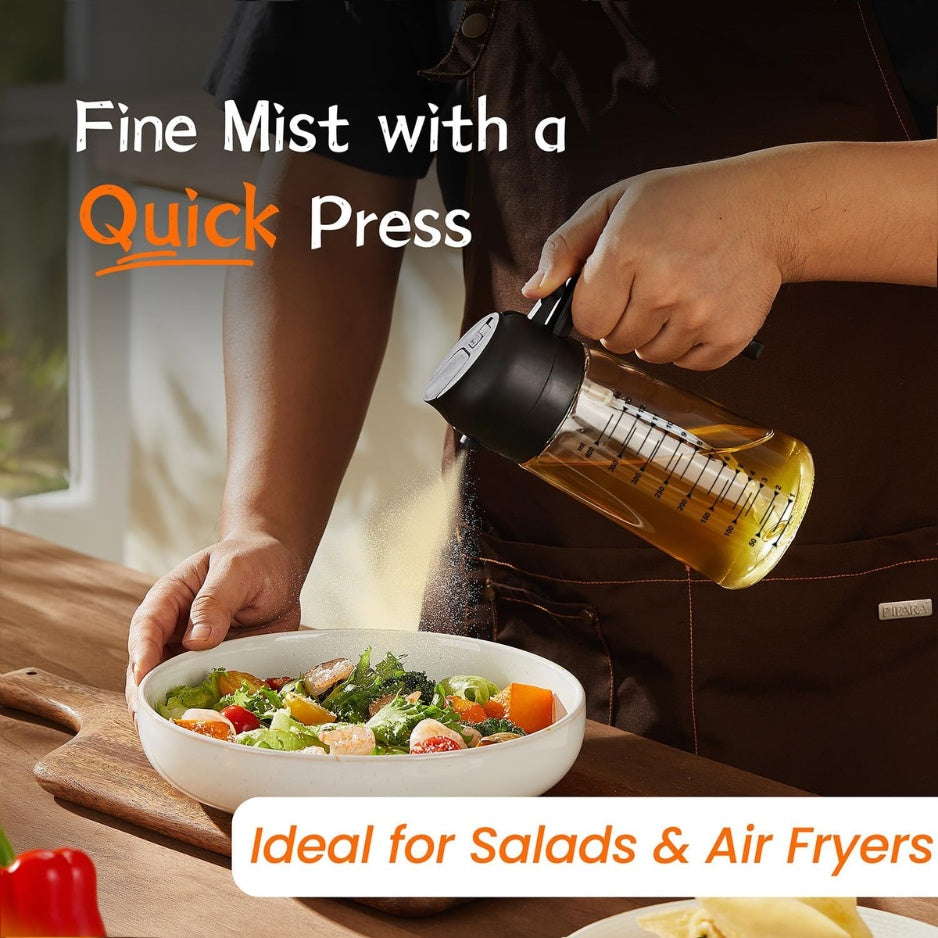Olive Oil Sprayer 2-in-116oz Glass Cooking Oil Dispenser for Air Fryer
