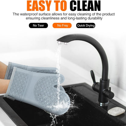 Silicone Oven Mitts 2 Pack Heat Resistant Non-Slip Kitchen Oven Gloves