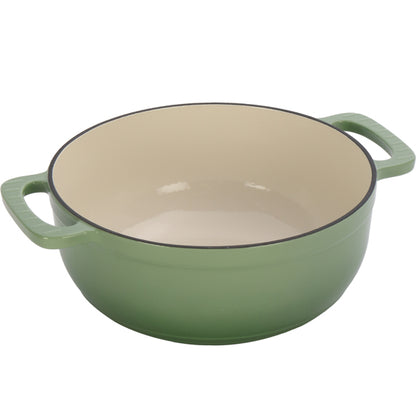 6 QT Enameled Cast Iron Pot Gradient Green Dutch Oven 