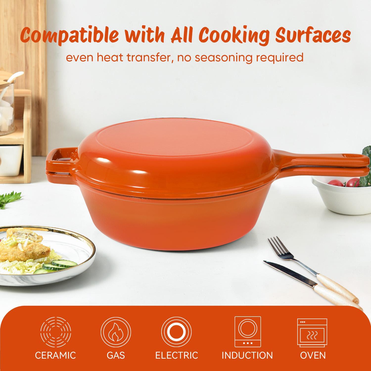 Cast Iron Soup Pot With Lid Durable Cooking Pot for Stews &amp; Soup