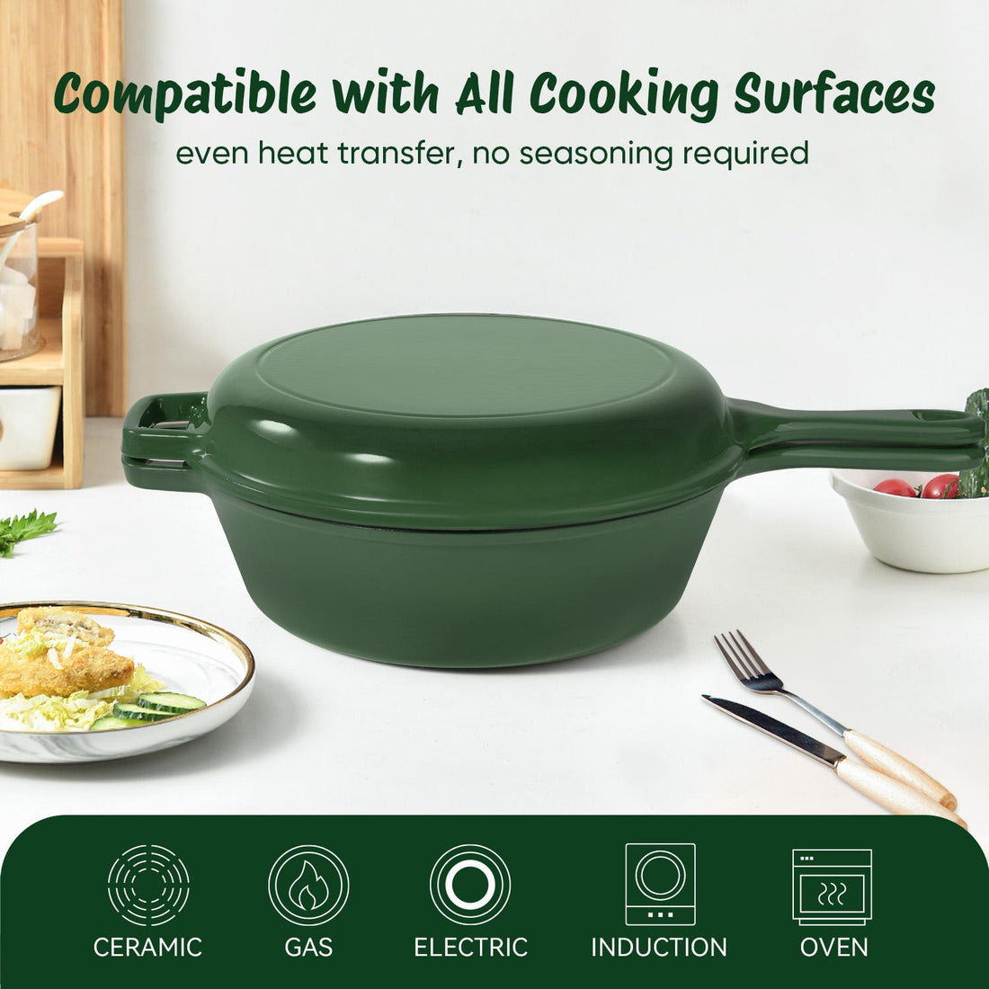 Cast Iron Soup Pot With Lid Durable Cooking Pot for Stews &amp; Soup